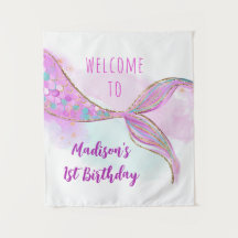 Mermaid Pink Lila Gold Geburtstag Hintergrund