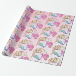 Mermaid Pink Niedlich Bubbles Wrapping Geschenkpapier