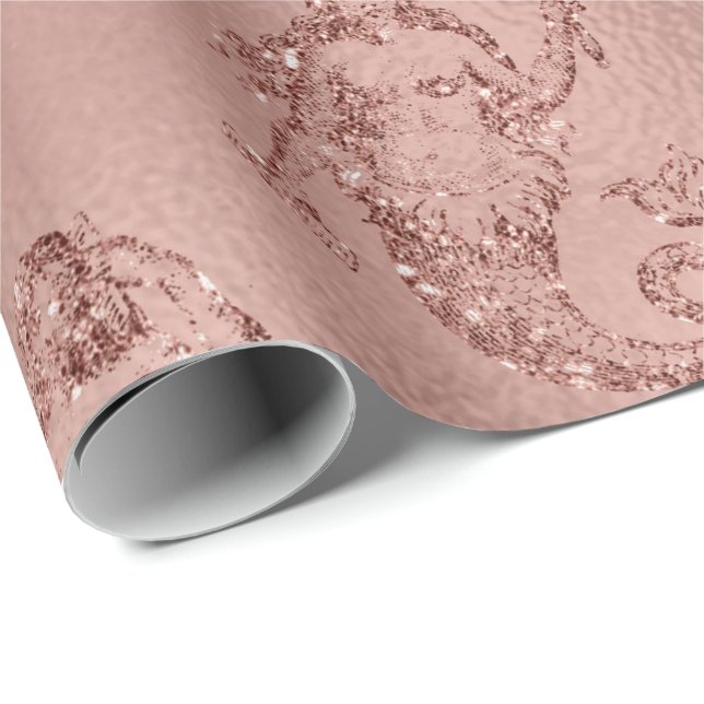 Mermaid Pink Rose Gold Pink Princess Glitzer Geschenkpapier (Rolleneckpunkt)
