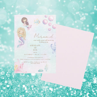 Mermaid Pink & Turquoise Make Waves Geburtstagspar Einladung