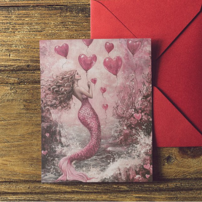 Mermaid Pink Valentine Karte (Von Creator hochgeladen)