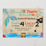 Mermaid & Pirate Birthday Brother & Sister Party Einladung<br><div class="desc">Mermaid & Pirate Birthday Brother & Sister Party</div>