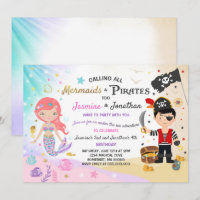 Mermaid Pirate Birthday Einladung Geschwister Part