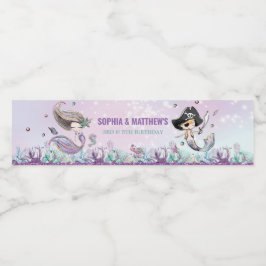 Mermaid & Pirate Geburtstagsparty unter dem Meer Wasserflaschenetikett