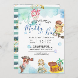 Mermaid & Pirate | Gemeinsame Pool-Party Einladung