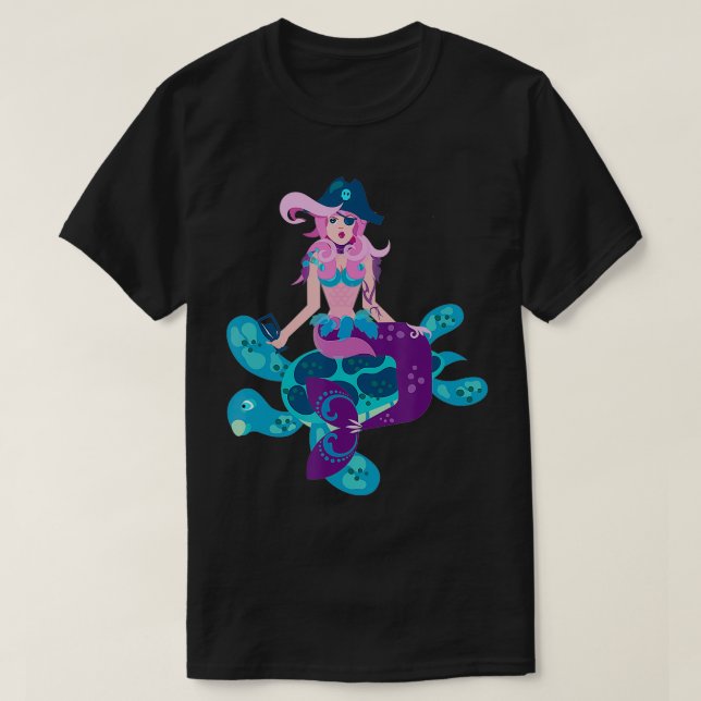 Mermaid Pirate Women Men Children T-Shirt (Design vorne)