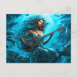 Mermaid Playing Guitar Underwater Fantasy Painting Postkarte