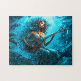 Mermaid Playing Guitar Underwater Fantasy Painting Puzzle