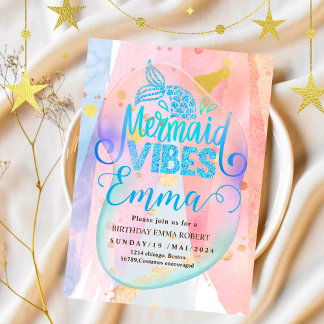 Mermaid Pool Meer Party Pink Meerjungfrau Geburtst Einladung