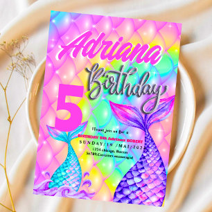 Mermaid Pool Meer Party Rosa Geburtstag hell Einladung