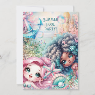 Mermaid Pool-Party Einladung