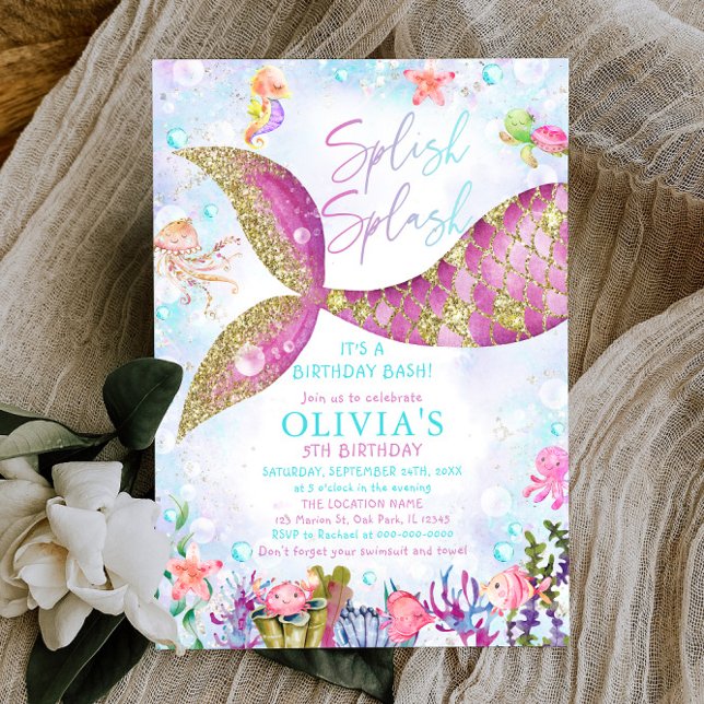 Mermaid Pool Party Geburtstag Einladung (Von Creator hochgeladen)