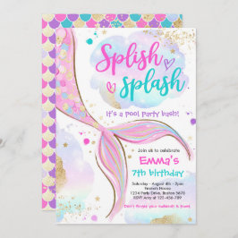 Mermaid Pool Party rosa Meerjungfrau Einladung