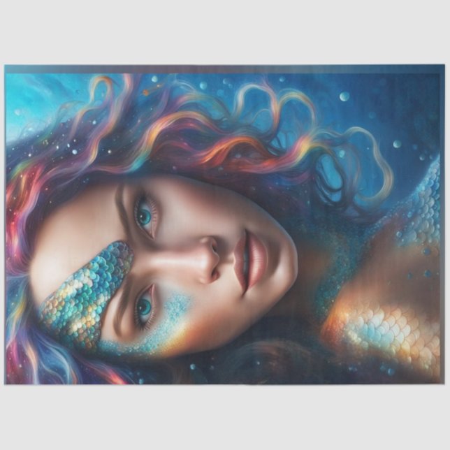 Mermaid Portrait Decoupage Seidenpapier (Vorderseite)