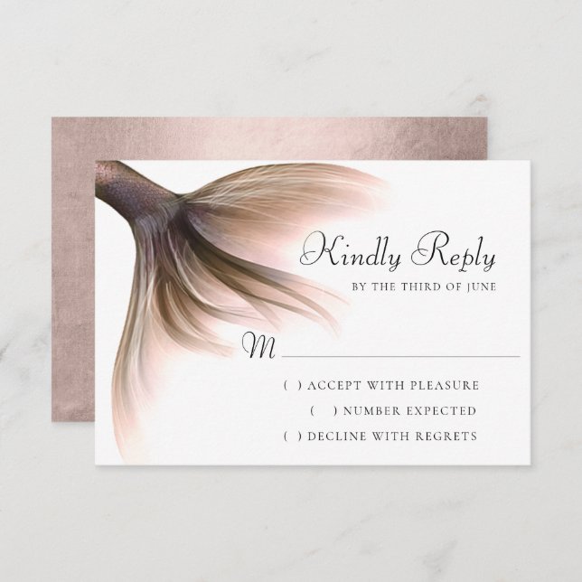 Mermaid Posh Schwanz | Dusty Terracotta Peach Shee RSVP Karte (Vorne/Hinten)