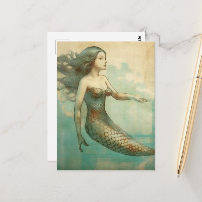 Mermaid Postkarte (Vorderseite/Rückseite Beispiel)