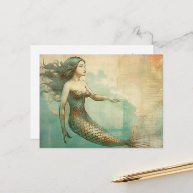 Mermaid Postkarte (Vorderseite/Rückseite Beispiel)