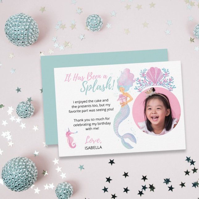 Mermaid Princess Adventure Birthday Dankeskarte (Von Creator hochgeladen)