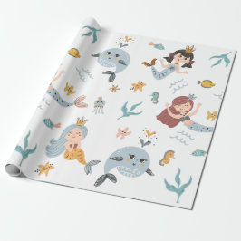 Mermaid Princess and Whale Wrapping Paper Geschenkpapier