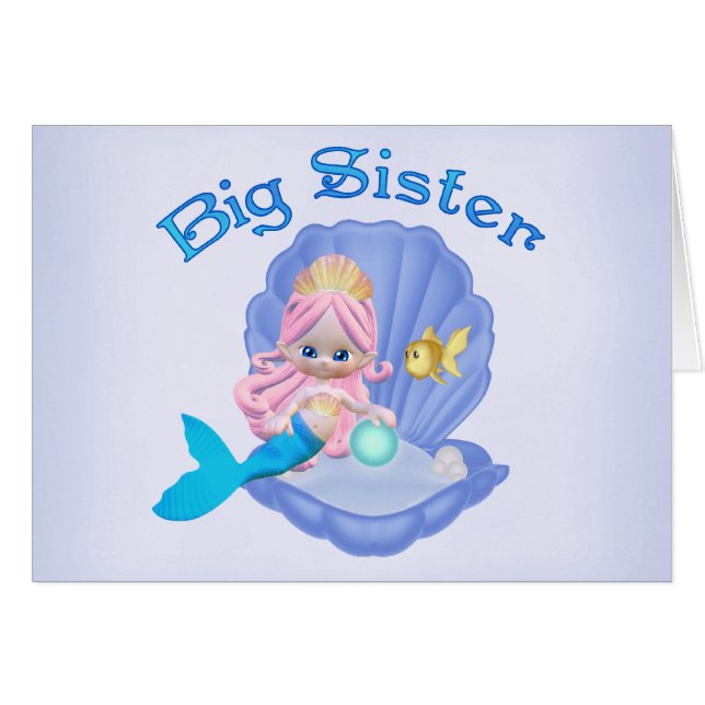 Mermaid Princess Big Sister Blank Card (Vorderseite (Horizontal))