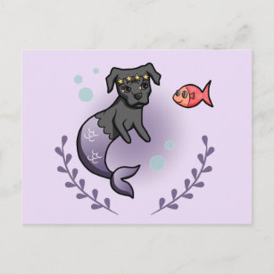 Mermaid Princess Dog Lavender Postkarte