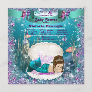 Mermaid Princess Girl Babydusche Einladung