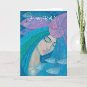 Mermaid Princess, Happy Birthday, anpassbarer Text Karte
