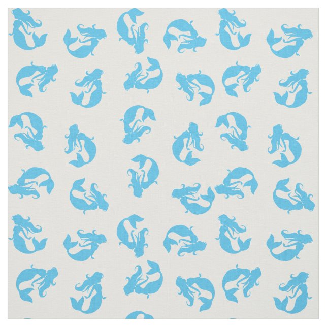 Mermaid Print Fabric Blau und Weiß Stoff (Muster)