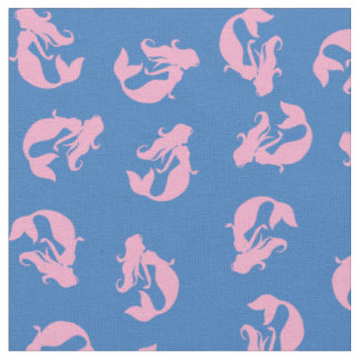 Mermaid Print Fabric Pink und Blau Stoff