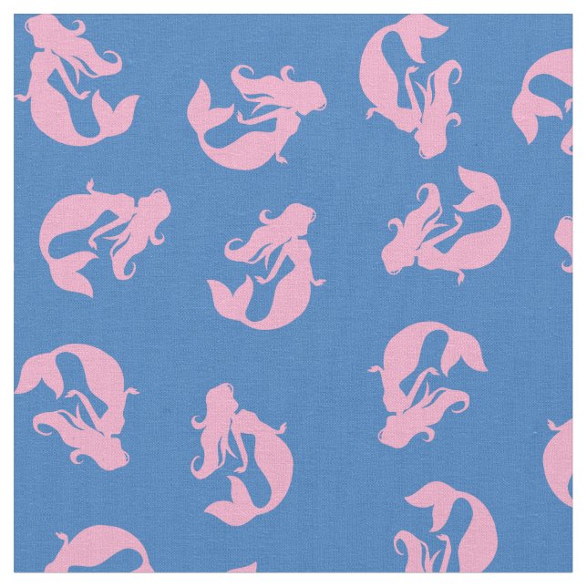 Mermaid Print Fabric Pink und Blau Stoff (Nahaufnahme)