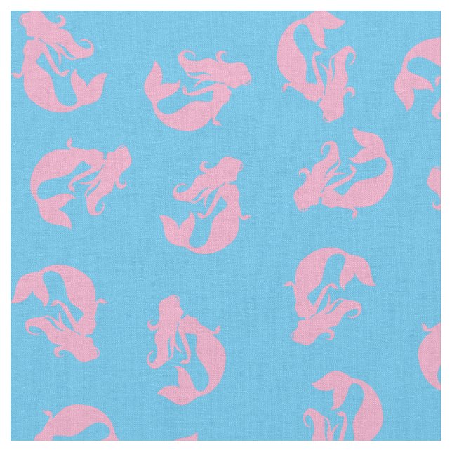 Mermaid Print Fabric Pink und Light Blue Stoff (Nahaufnahme)