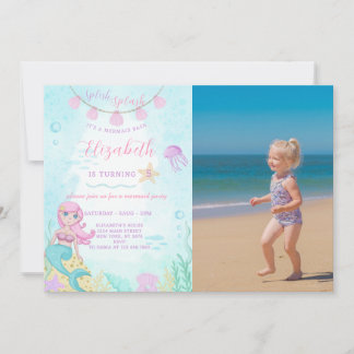 Mermaid Prinzessin zum Geburtstag Einladung mit Fo