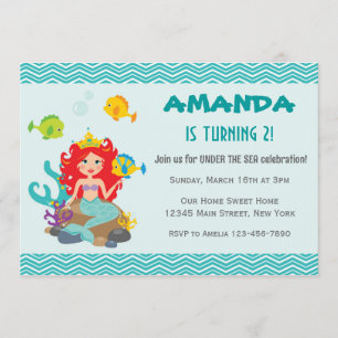 Mermaid Prinzessin zum Geburtstag Einladung unter