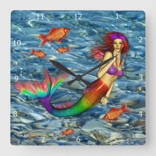 MERMAID QUADRATISCHE WANDUHR