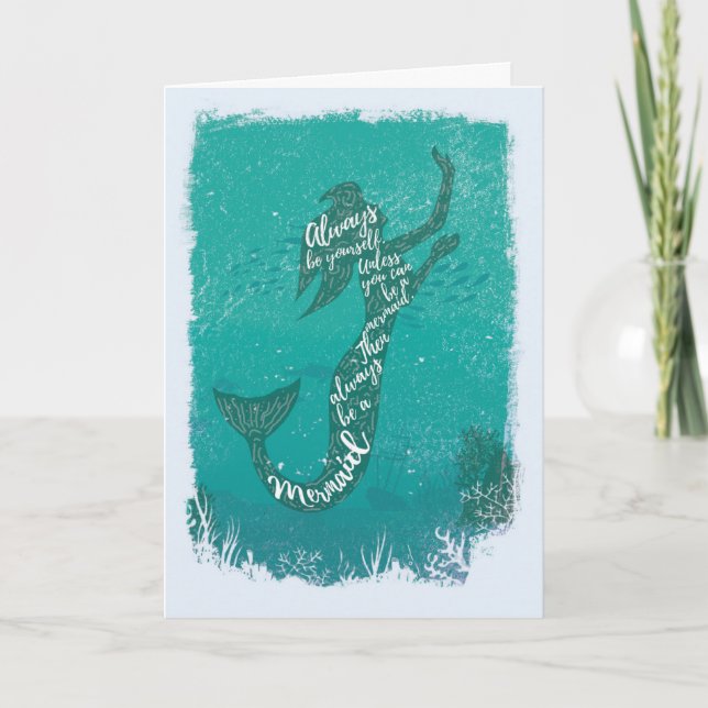 Mermaid Quotes Birthday Karte (Vorderseite)