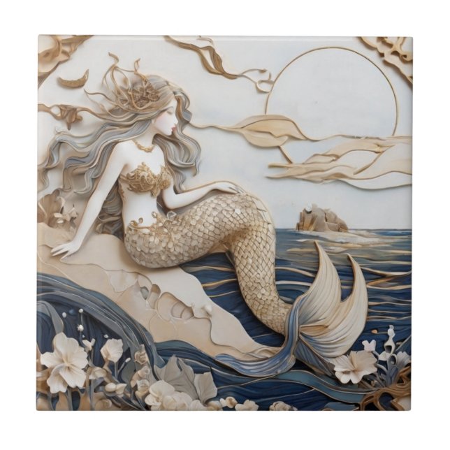 Mermaid Right Side Imitats Relief Japanisch Asiati Fliese (Vorderseite)