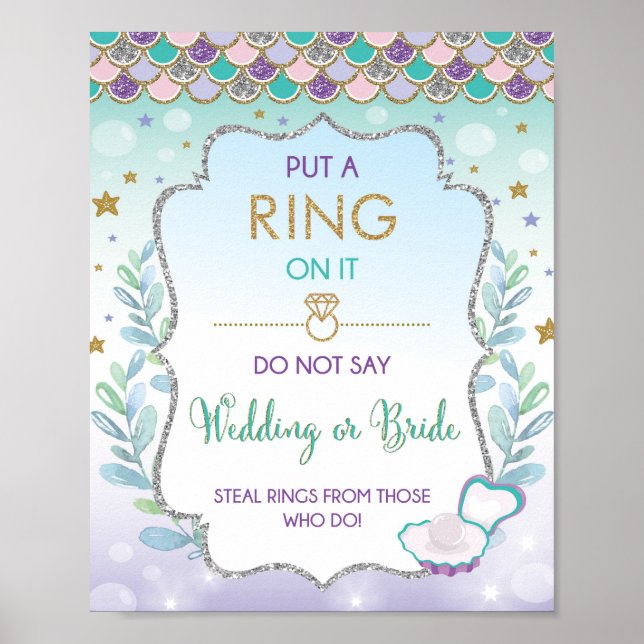 Mermaid Ring Game Wedding oder Bride Brautparty Poster (Vorne)