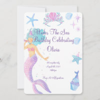 Mermaid rosa Mädchen Muscheln Geburtstagseinladung