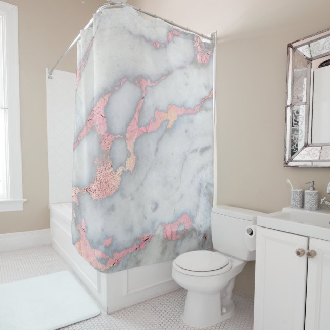 Mermaid Rosegold Glitzer Marble Duschvorhang (Beispiel)