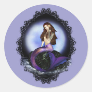 Mermaid Round Sticker glauben