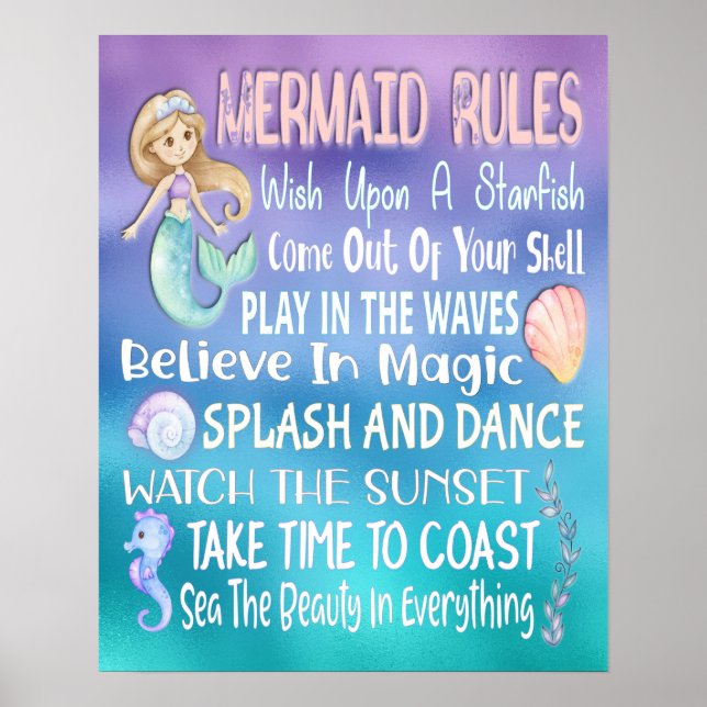 Mermaid Rules Wall Art - 16x20 Poster (Vorne)