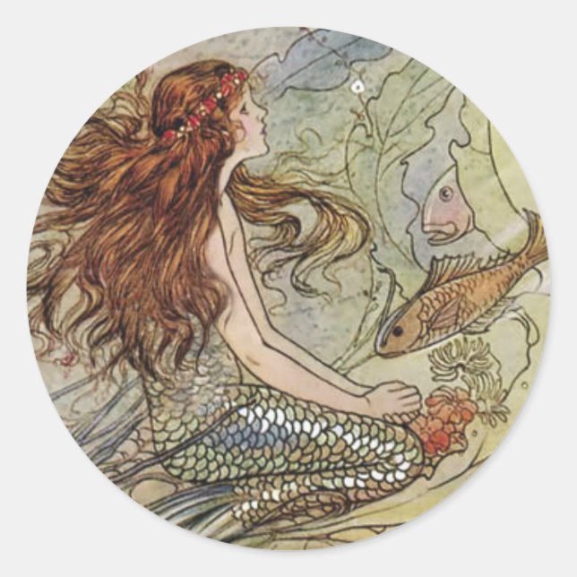 Mermaid Runder Aufkleber (Vorderseite)