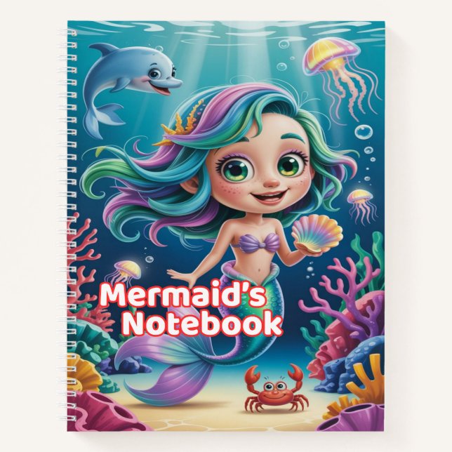 Mermaid’s Notebook – Cute Kids School Notebook Notizbuch (Vorderseite)