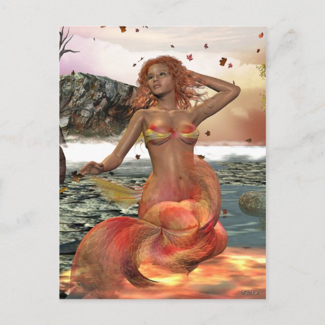 Mermaid Saasonal Serie LUCY Herbst Postkarte (Vorderseite)