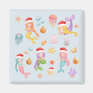 Mermaid Santa Christmas Magnet