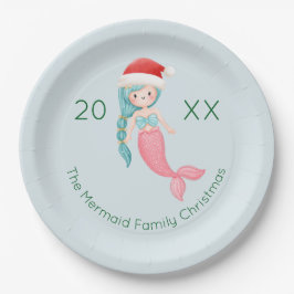 Mermaid Santa Christmas Pappteller