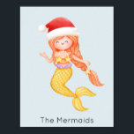 Mermaid Santa Christmas Poster<br><div class="desc">Machen Sie Ihre Weihnachtszeit unvergesslich mit diesem skurrilen Mermaid Santa art Druck. Zeigt eine niedliche Aquarellmaid mit einer Weihnachtsmannmütze. Sie können auch eine afroamerikanische Meerjungfrau mit der Bearbeitungsoption aktivieren. Es ist Zeit für ein Fest unter dem Meer! Sie können dieses Design personalisieren, indem Sie auf "Diese Vorlage personalisieren" klicken oder...</div>
