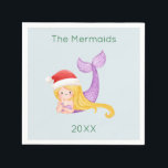 Mermaid Santa Christmas Serviette<br><div class="desc">Machen Sie Ihr Weihnachtsfest unvergesslich mit diesen skurrilen Servietten mit dem Motto "Mermaid Santa". Sie können eine afroamerikanische Meerjungfrau mit der Bearbeitungsoption aktivieren. Es ist Zeit für ein Fest unter dem Meer! Sie können dieses Design personalisieren, indem Sie auf "Diese Vorlage personalisieren" klicken oder wenn Sie den Schriftart, die Hintergrundfarben...</div>