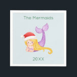 Mermaid Santa Christmas Serviette<br><div class="desc">Machen Sie Ihr Weihnachtsfest unvergesslich mit diesen skurrilen Servietten mit dem Motto "Mermaid Santa". Sie können eine afroamerikanische Meerjungfrau mit der Bearbeitungsoption aktivieren. Es ist Zeit für ein Fest unter dem Meer! Sie können dieses Design personalisieren, indem Sie auf "Diese Vorlage personalisieren" klicken oder wenn Sie den Schriftart, die Hintergrundfarben...</div>