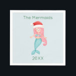 Mermaid Santa Christmas Serviette<br><div class="desc">Machen Sie Ihr Weihnachtsfest unvergesslich mit diesen skurrilen Servietten mit dem Motto "Mermaid Santa". Sie können eine afroamerikanische Meerjungfrau mit der Bearbeitungsoption aktivieren. Es ist Zeit für ein Fest unter dem Meer! Sie können dieses Design personalisieren, indem Sie auf "Diese Vorlage personalisieren" klicken oder wenn Sie den Schriftart, die Hintergrundfarben...</div>